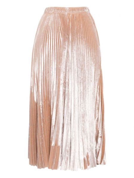 Aksamitna spódnica trapezowa plisowana Ermanno Scervino różowa
