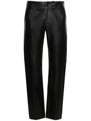 Pantaloni di pelle Versace nero
