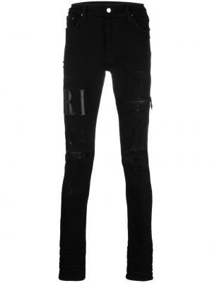 Trykt nødlidende skinny jeans Amiri svart