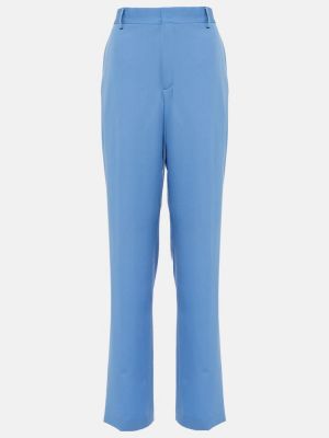 Pantalon droit en laine Dries Van Noten bleu