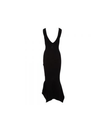 Czarna dzianinowa sukienka midi bez rękawów z dekoltem w serek Marine Serre