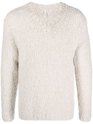Вълнен пуловер от мерино вълна с v-образно деколте Sunflower бяло