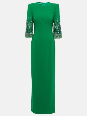 Vestido largo de crepé Jenny Packham verde