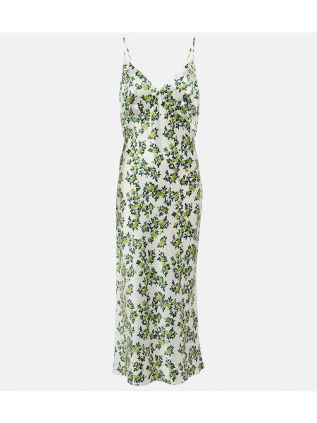 Атласное платье в бельевом стиле в цветочек с принтом Emilia Wickstead белое