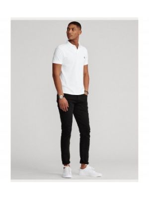 T-shirt slim en coton avec manches courtes Ralph Lauren blanc