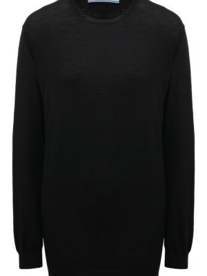 Шерстяной пуловер Prada черный