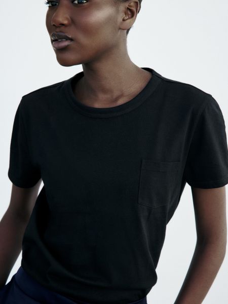 Хлопковая футболка Zara черная