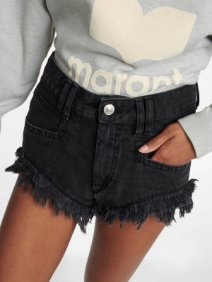Kratke jeans hlače z obrobami Marant Etoile črna