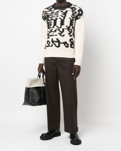 Sweter z nadrukiem w abstrakcyjne wzory z okrągłym dekoltem Bottega Veneta