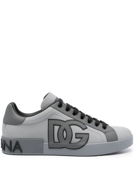 Leder sneaker Dolce & Gabbana grau