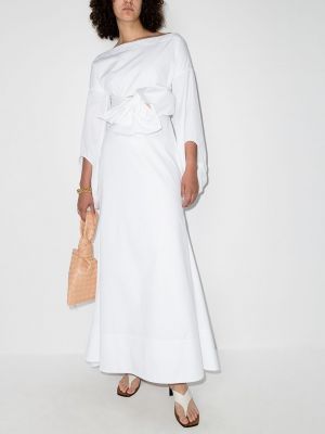 Vestido largo con lazo Rosie Assoulin blanco