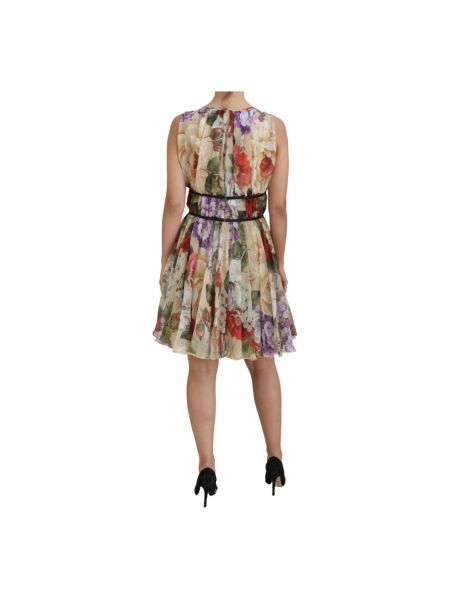 Mini vestido sin mangas de flores con estampado Dolce & Gabbana beige