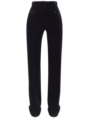 Aksamitne spodnie Saint Laurent czarne