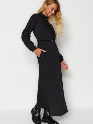 Sukienka bawełniana pleciona Trendyol czarna