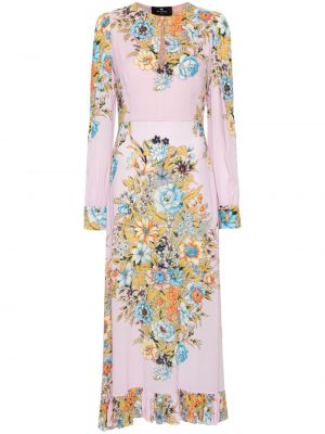 Φλοράλ μάξι φόρεμα με σχέδιο Etro ροζ