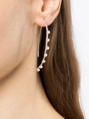 Boucles d'oreilles avec perles à boucle Dower And Hall argenté