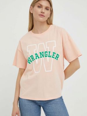 Памучна тениска Wrangler оранжево