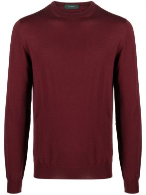Пуловер с кръгло деколте Zanone червено
