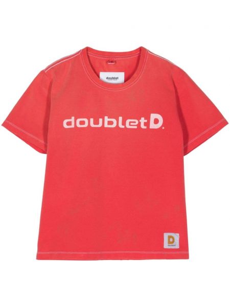 Тениска с принт с кръгло деколте Doublet червено
