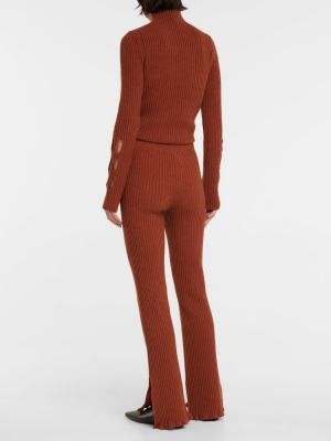 Vlněné rovné kalhoty Victoria Beckham červené