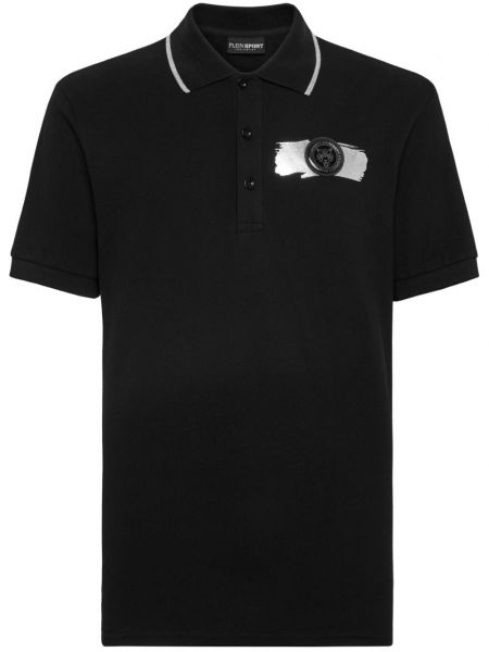 Kokvilnas polo krekls ar apdruku Plein Sport melns