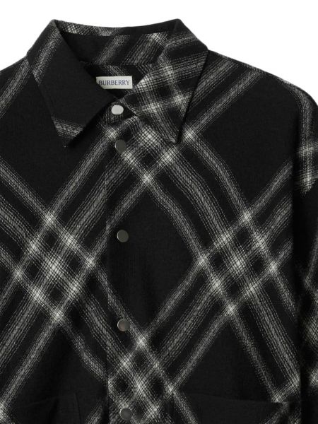 Chemise en laine à carreaux Burberry noir
