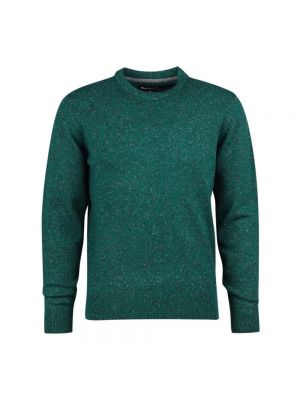 Dzianinowy sweter z okrągłym dekoltem Barbour zielony