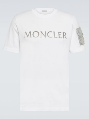 Bavlnené priliehavé tričko Moncler - biela