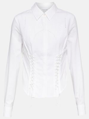 Ажурна ленена риза бродирана Marine Serre бяло