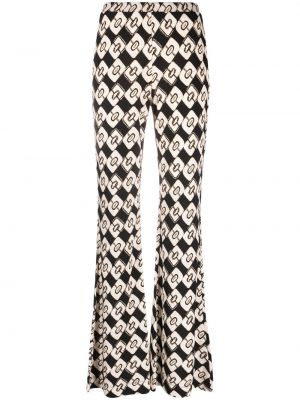 Viskózové slim fit zvonové kalhoty s potiskem Dvf Diane Von Furstenberg - bílá