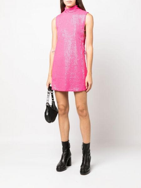 Mini kleita ar fliteriem bez piedurknēm Rotate rozā