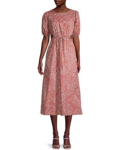 Пышное платье с вырезом с принтом Lush, розовое