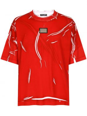 Памучна тениска Dolce & Gabbana червено