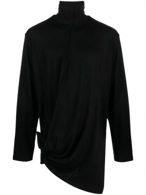 Volneni pulover z draperijo Yohji Yamamoto črna