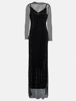 Sukienka długa z siateczką Max Mara czarna