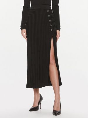 Plisovaná priliehavá midi sukňa Guess čierna