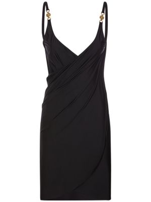 Mini haljina od jersey s draperijom Versace crna