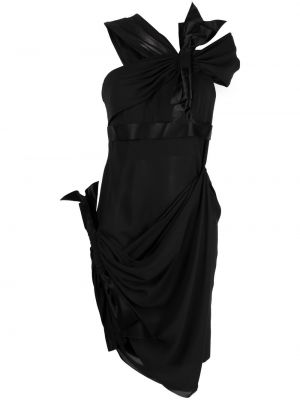 Vestido con lazo drapeado Chanel Pre-owned negro