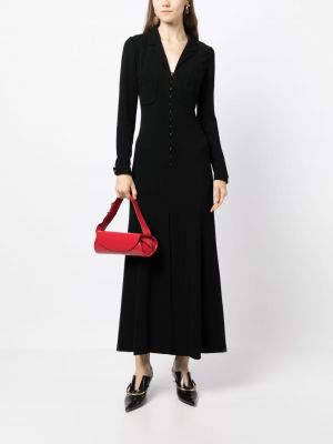 Černé midi šaty s výstřihem do v Chanel Pre-owned