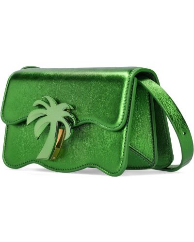 Kožená plážová kabelka Palm Angels zelená