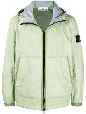 Hette zip lang jakke Stone Island grønn