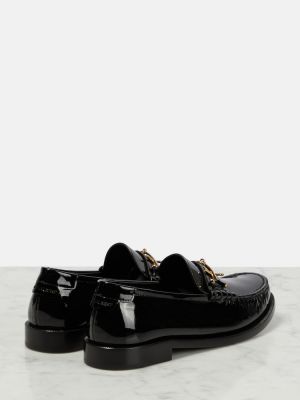 Pantofi loafer din piele de lac Saint Laurent negru