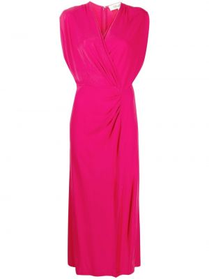 V-nyakú ujjatlan midi ruha Dvf Diane Von Furstenberg rózsaszín