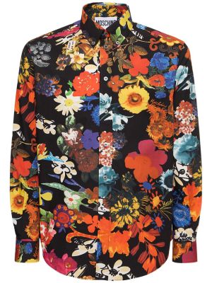 Памучна риза на цветя с принт Moschino