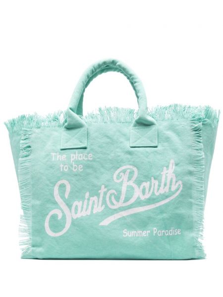 Плажна чанта с ресни Mc2 Saint Barth зелено