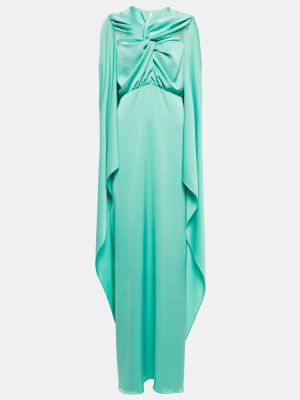 Saténové dlouhé šaty Costarellos modrá