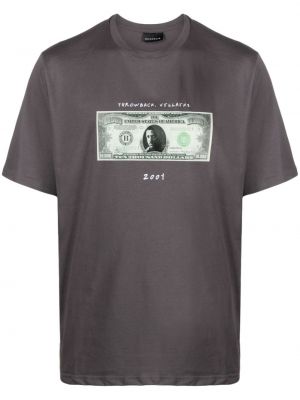 T-shirt di cotone con stampa Throwback. grigio