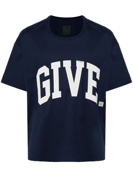 Памучна тениска бродирана Givenchy синьо