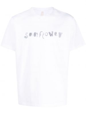 Памучна тениска с принт Sunflower бяло