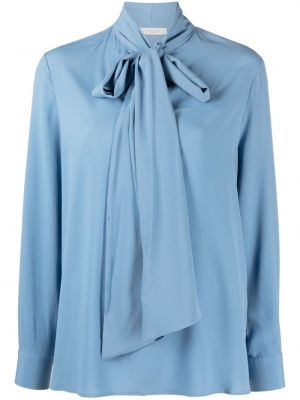 Сатенена блуза Glanshirt синьо